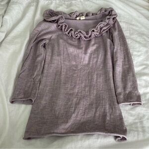 Anthropologie Moth SMALL Round Neck Sweater Floral Flowers 3D Wool Blend